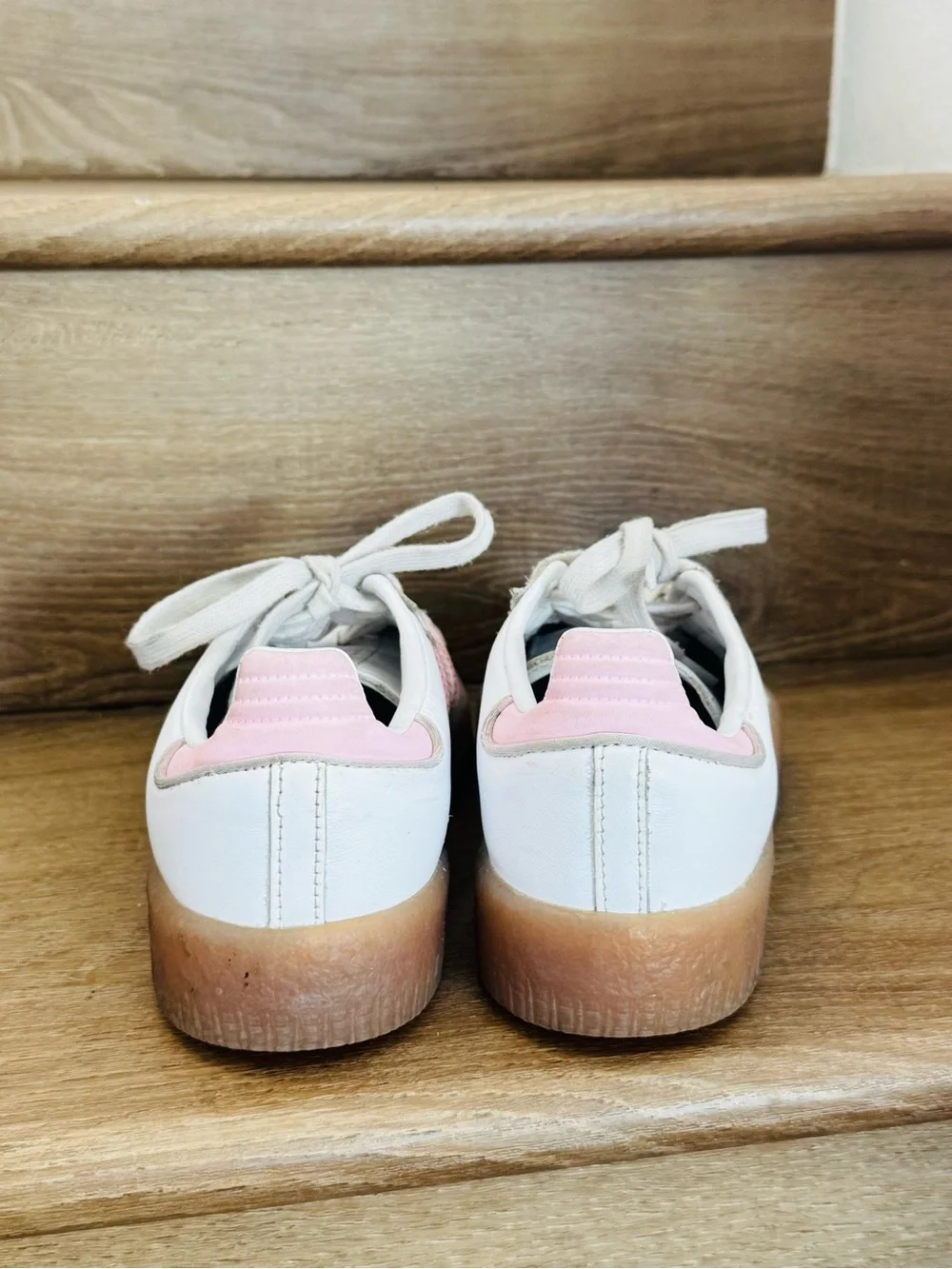 adidas Kids White and Pink Samba Sneakers